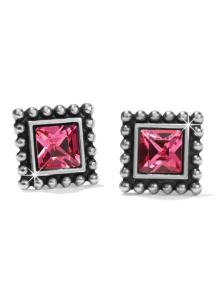 Brighton- Sparkle Square Mini Post Earrings Pink
