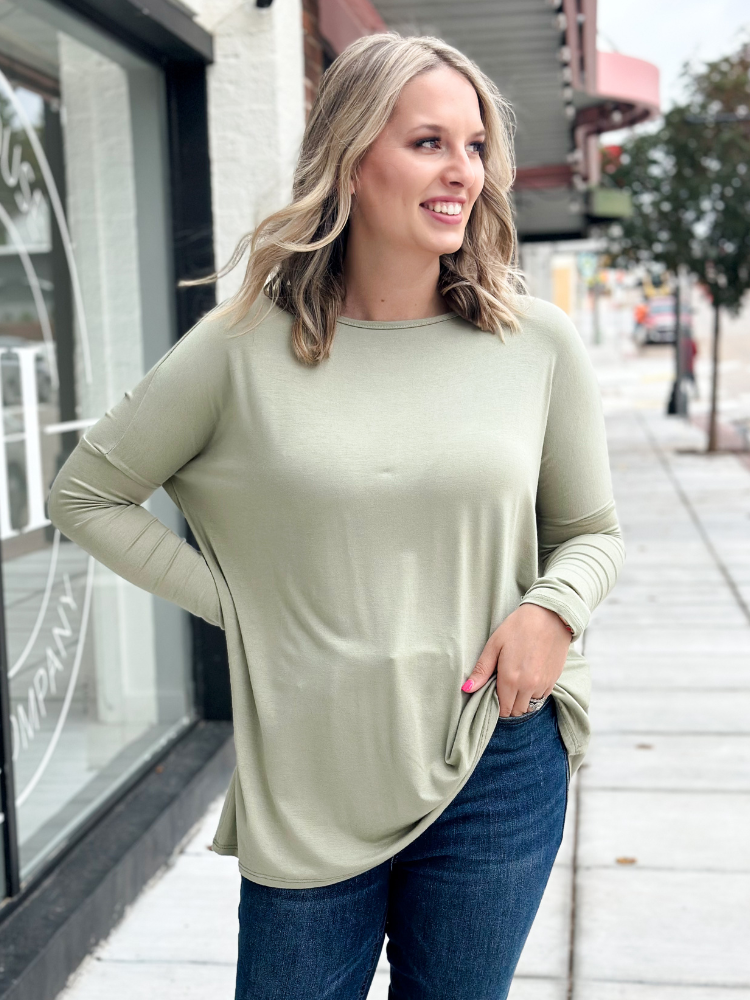 The Perfect Piko V-Neck Tunic Top-Dark Brown