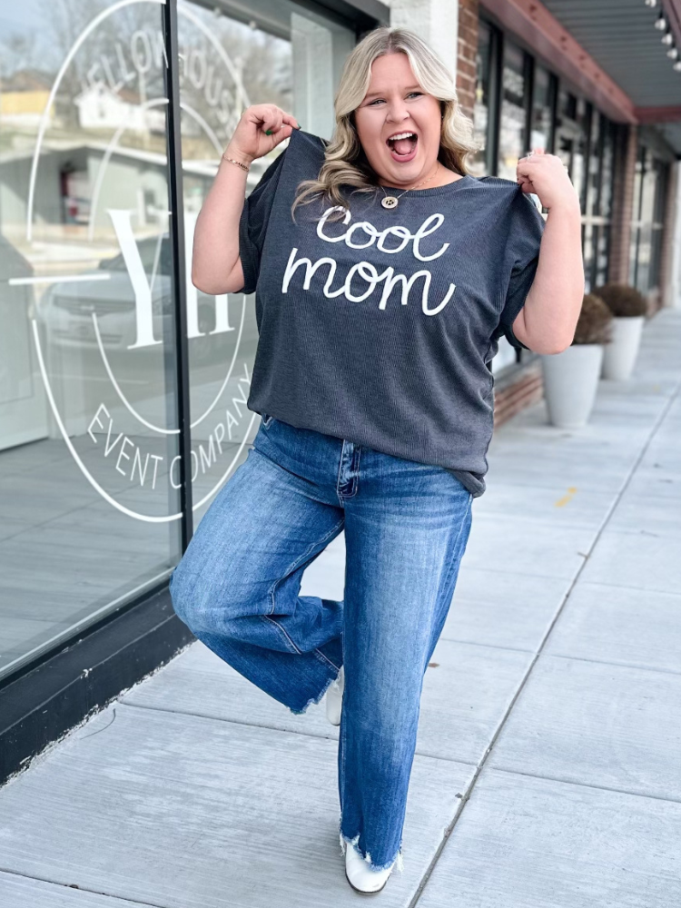 Cool Mom Knit Top - Charcoal