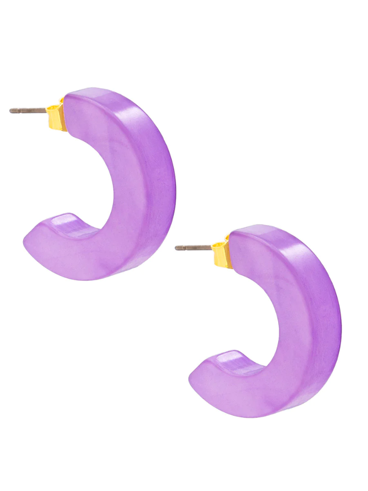 Lucite Neon Hoop Earring - Lavender