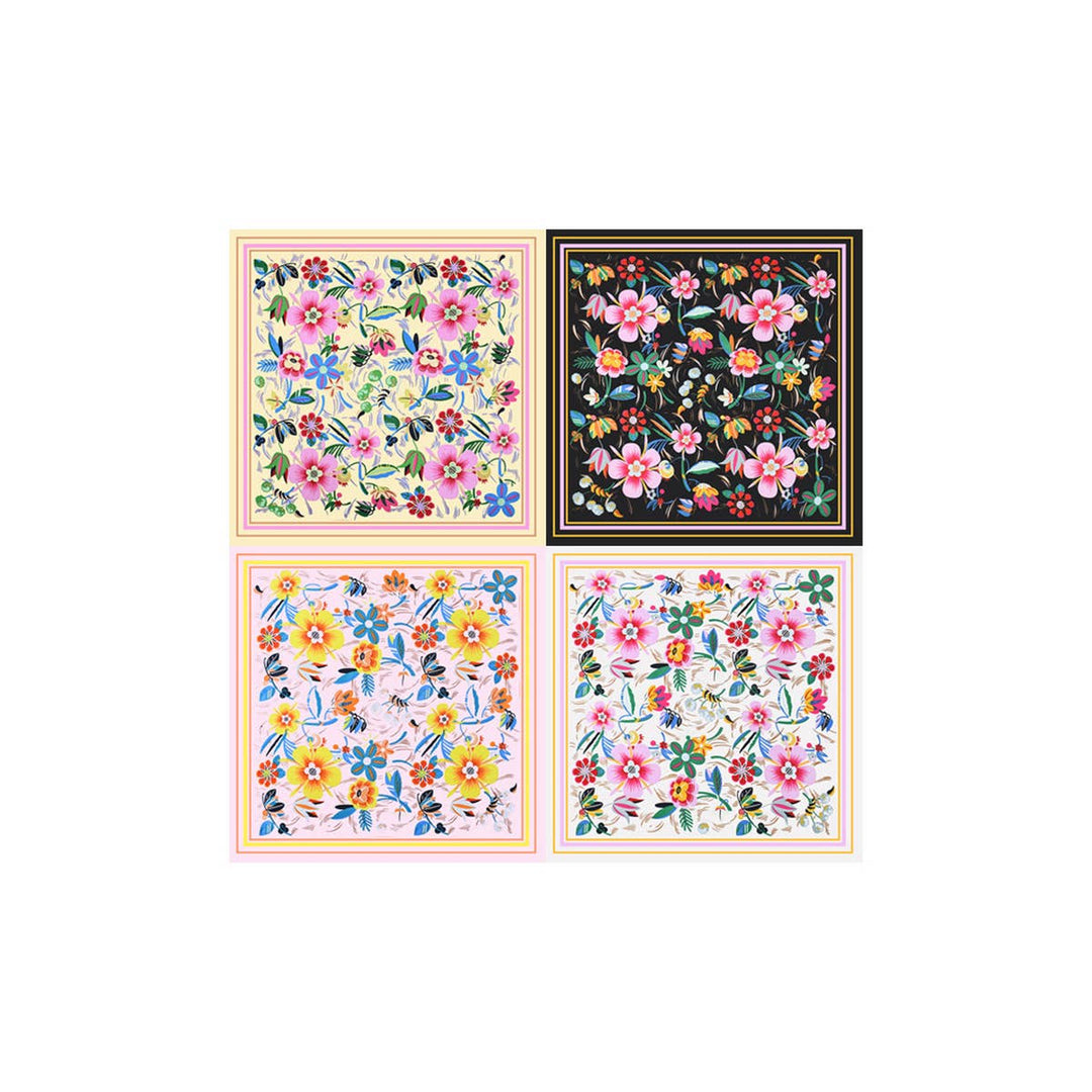 Floral Print  Scarf – Vintage Neck &amp; Head Wrap_CWASC1173