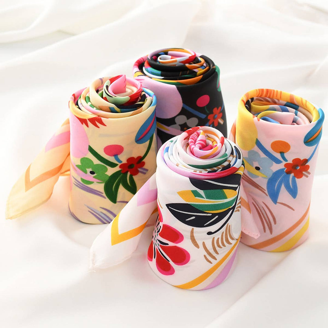 Floral Print  Scarf – Vintage Neck &amp; Head Wrap_CWASC1173