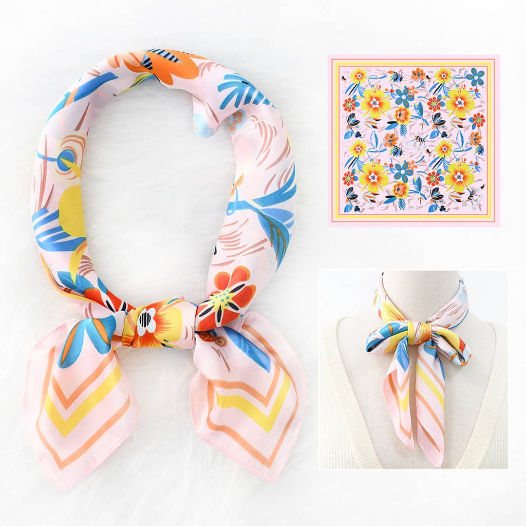 Floral Print  Scarf – Vintage Neck &amp; Head Wrap_CWASC1173