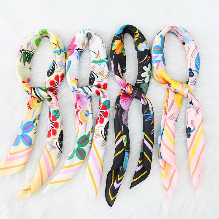 Floral Print  Scarf – Vintage Neck &amp; Head Wrap_CWASC1173