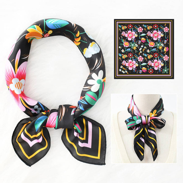 Floral Print  Scarf – Vintage Neck &amp; Head Wrap_CWASC1173