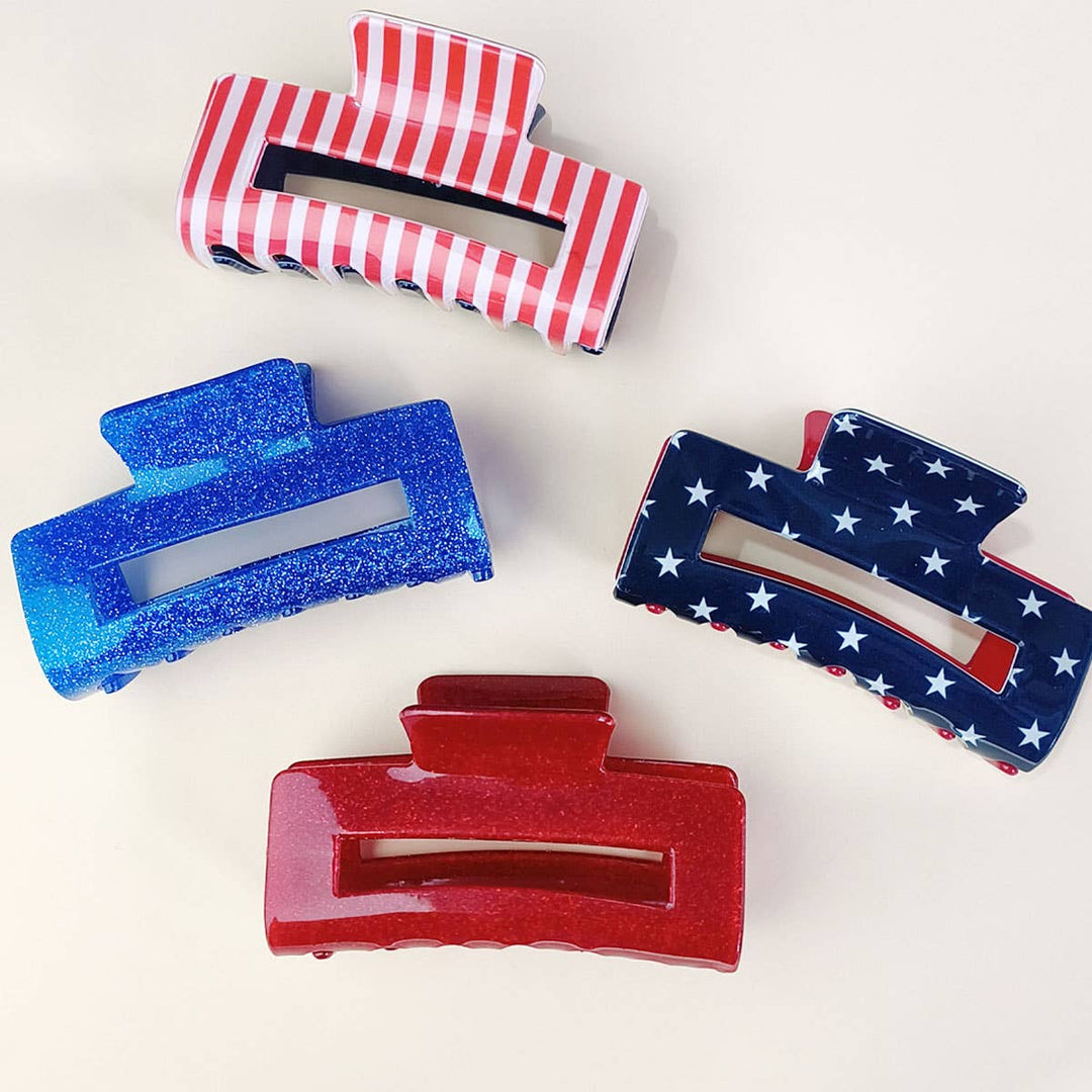 4TH OF JULY RECTANGLE HAIR CLAW CLIPS