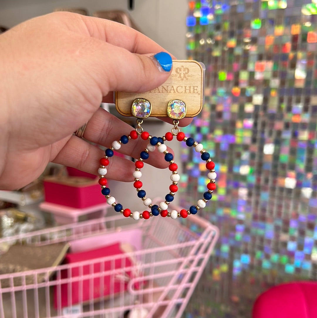 Red, White, & Blue Bead Hoops