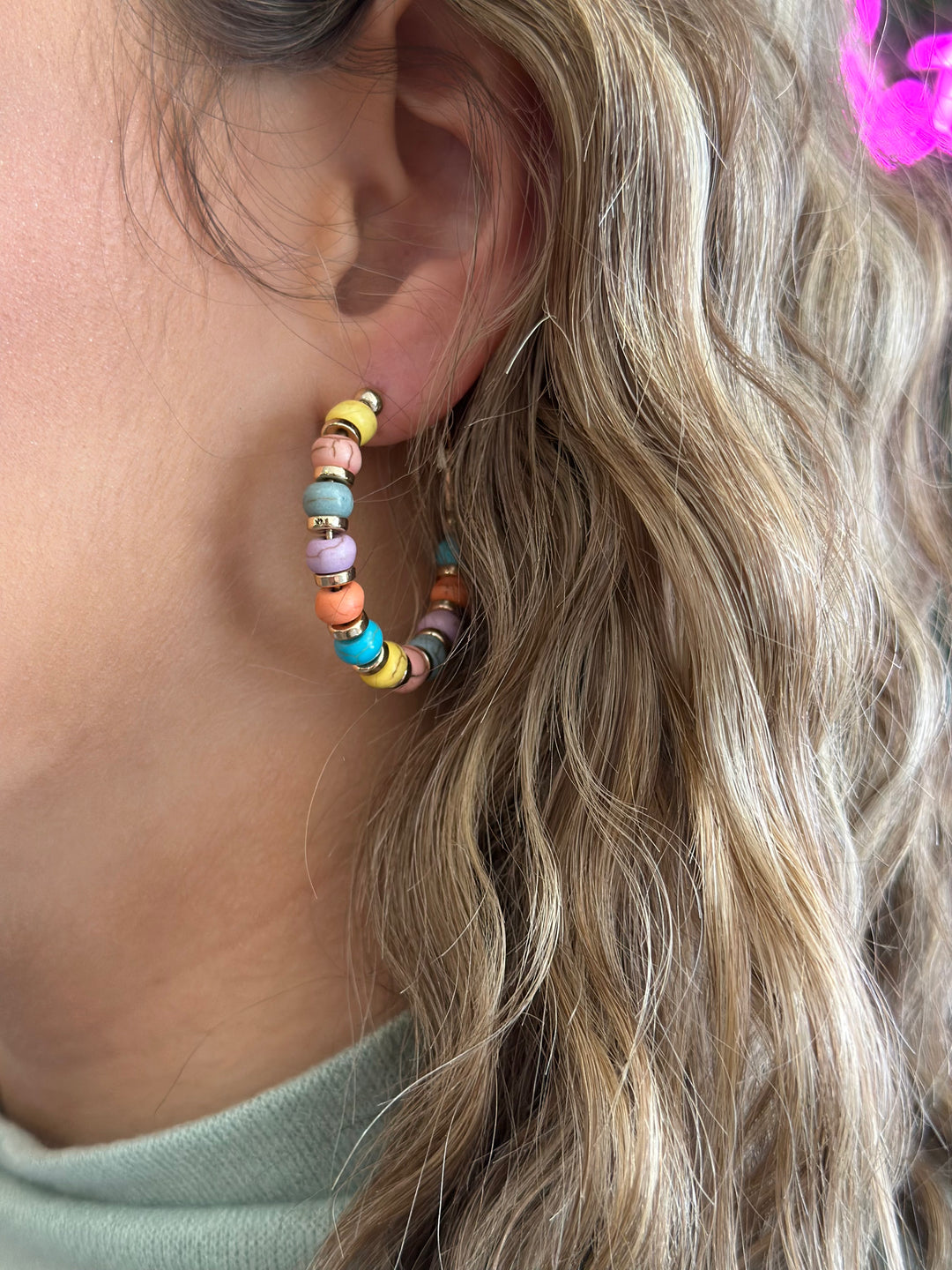 Multi Beaded Hoop