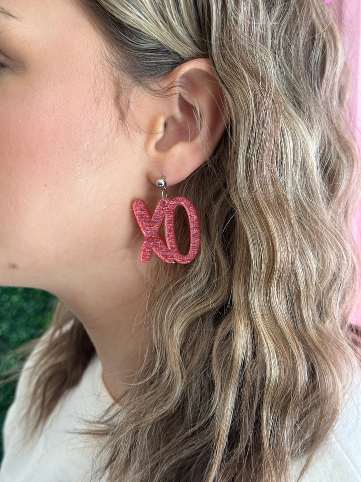 Glitter XOXO Earring - Pink