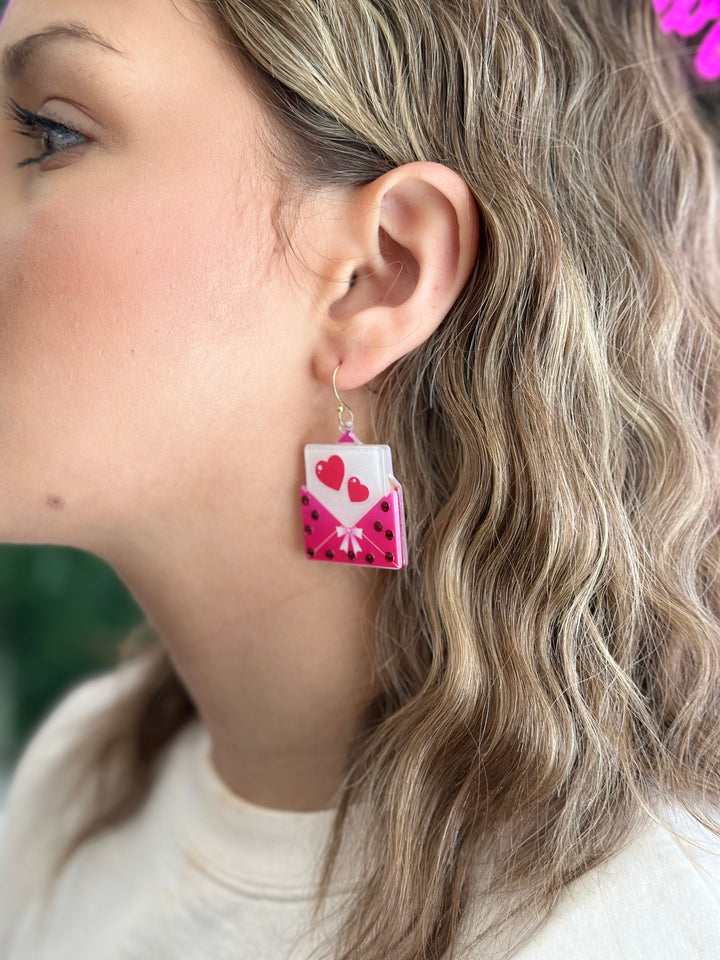 Love Letter Earrings - Pink