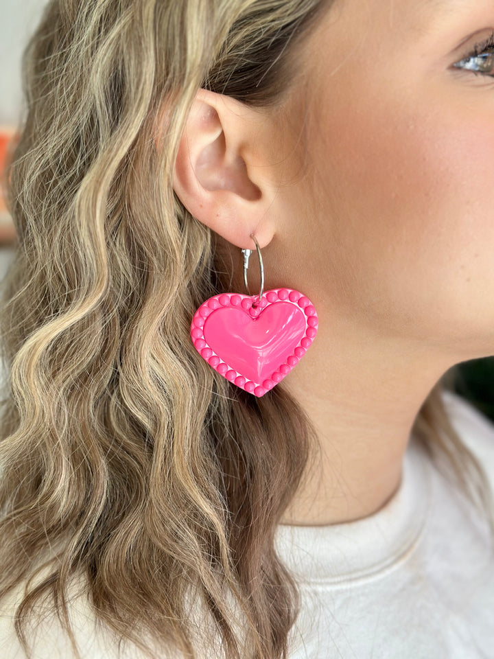 Heart Earring - Hot Pink