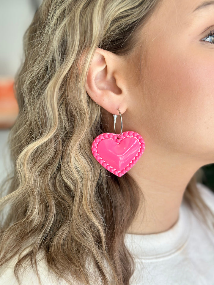 Heart Earring - Hot Pink
