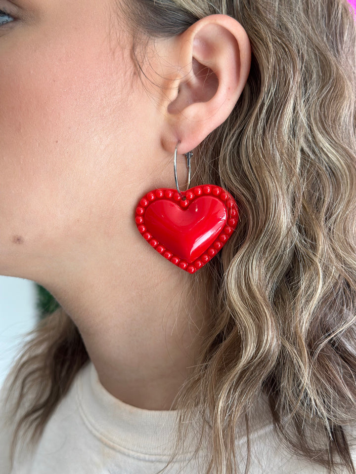 Heart Earring - Red
