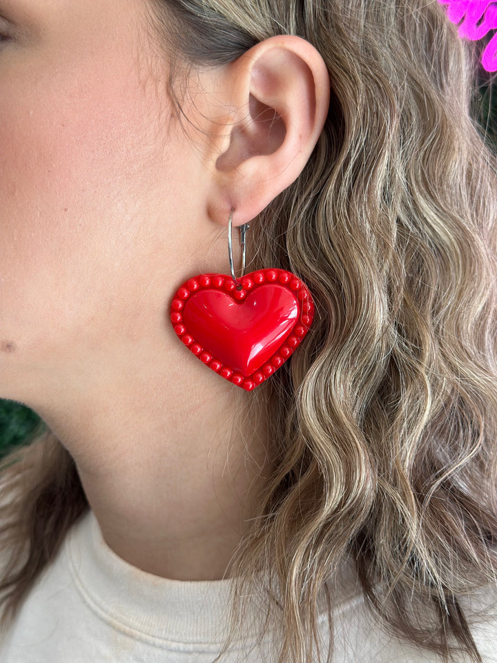 Heart Earring - Red