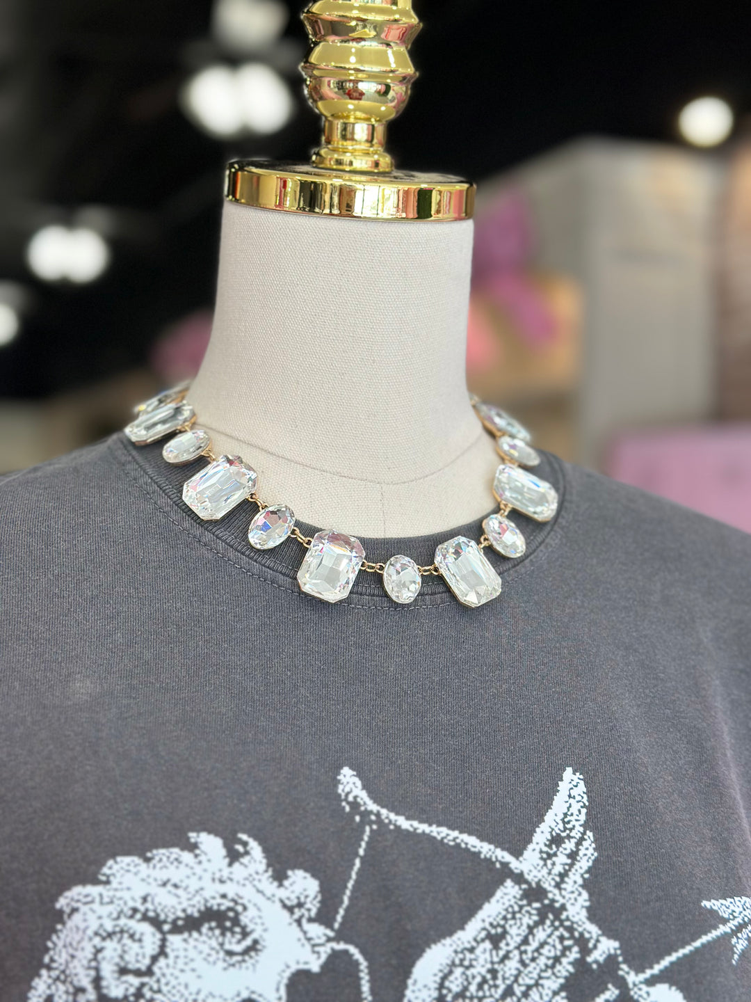 Mixed Shape Rhinestone Necklace
