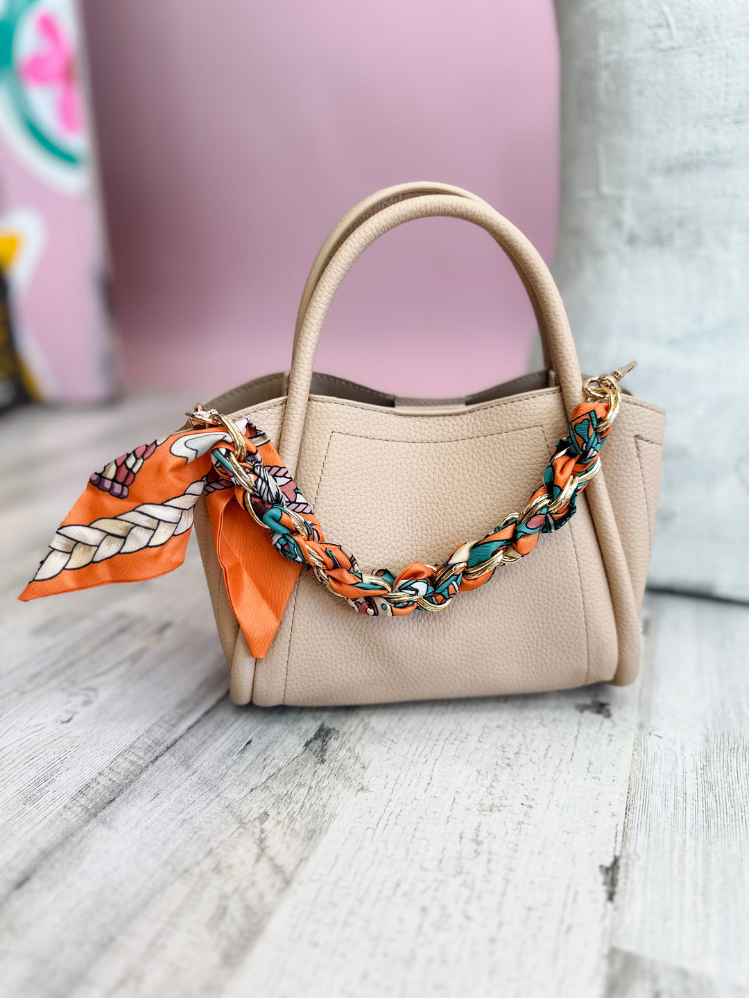 Purse Chain / Phone Chain - Orange &amp; Turquoise Mix
