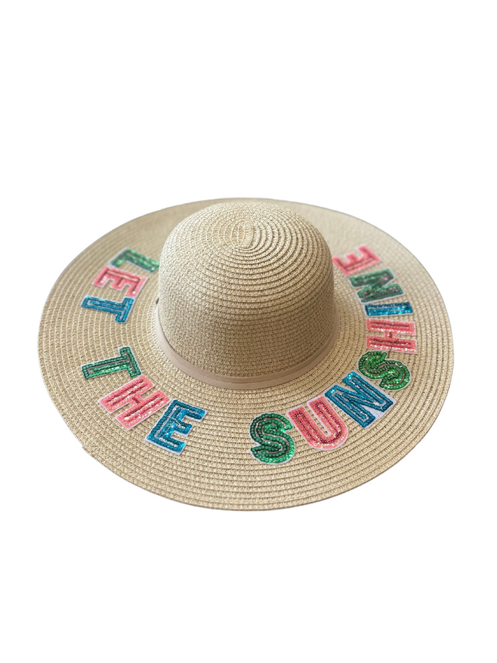 Sequin Letter Floppy Hat - Let The Sun Shine
