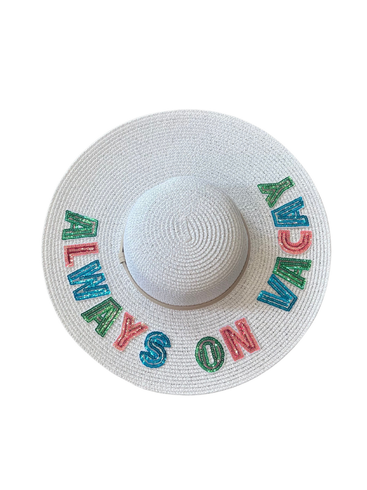 Sequin Letter Floppy Hat - Always On Vacay