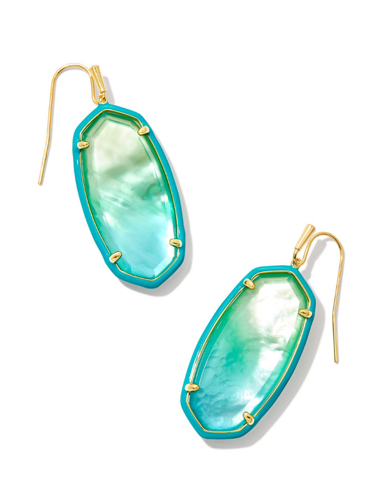 Kendra Scott Elle Earring - Enamel Frame Gold & Sea Green Chryscolla