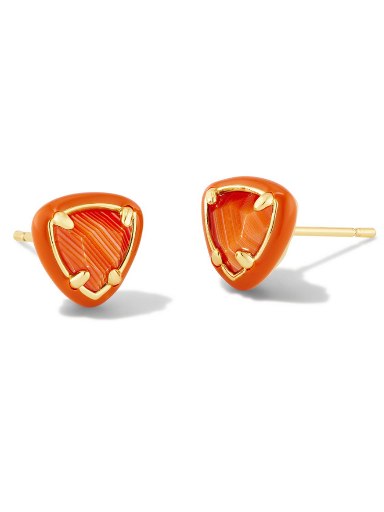 Kendra Scott Arden Stud Earrings - Gold & Orange Banded Agate