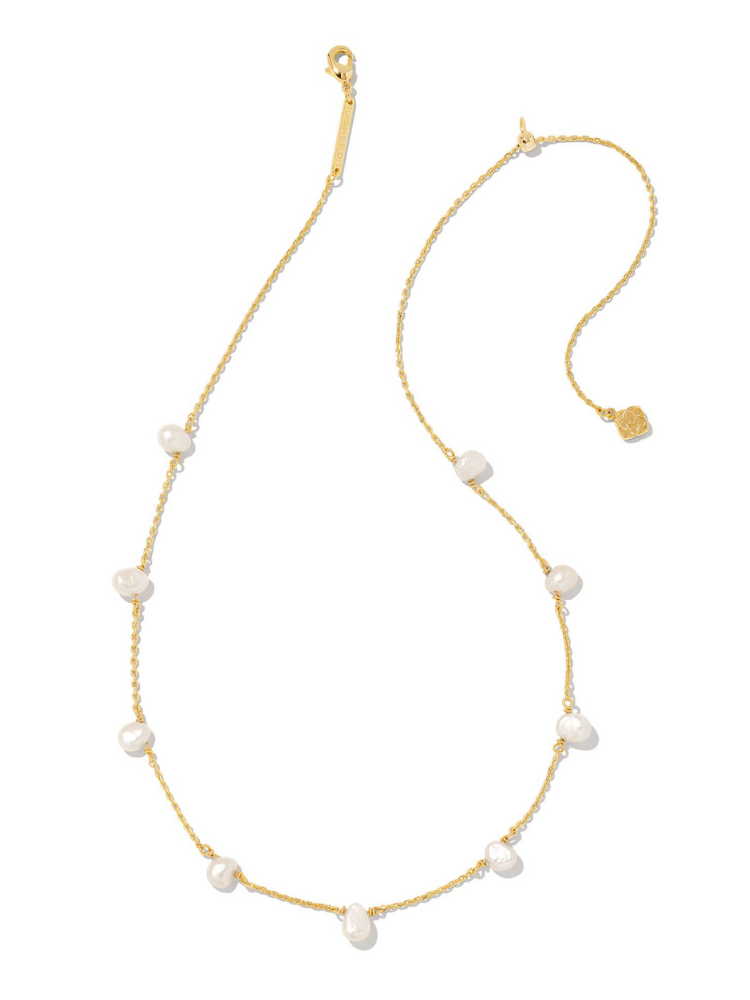 Kendra Scott Leighton Pearl Strand Necklace - Gold & White Pearl