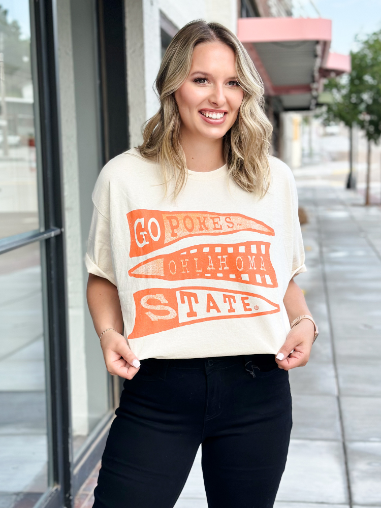 OSU Pennant Thrifted Tee - Off White