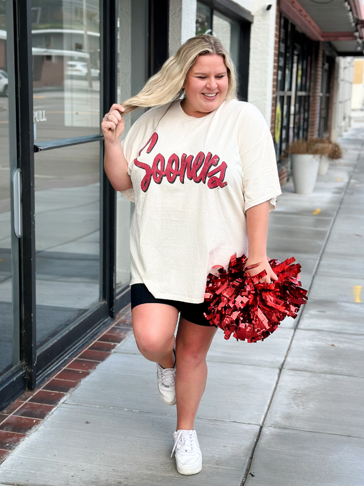 Sooners Barbie Thrifted Tee - Off White