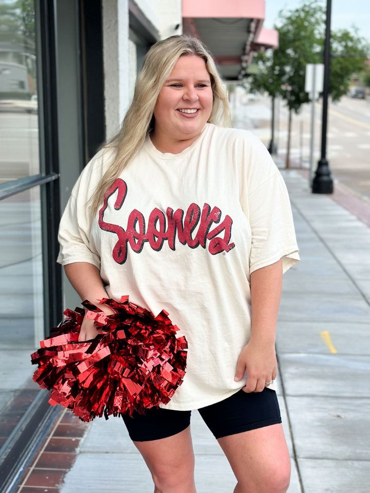 Sooners Barbie Thrifted Tee - Off White
