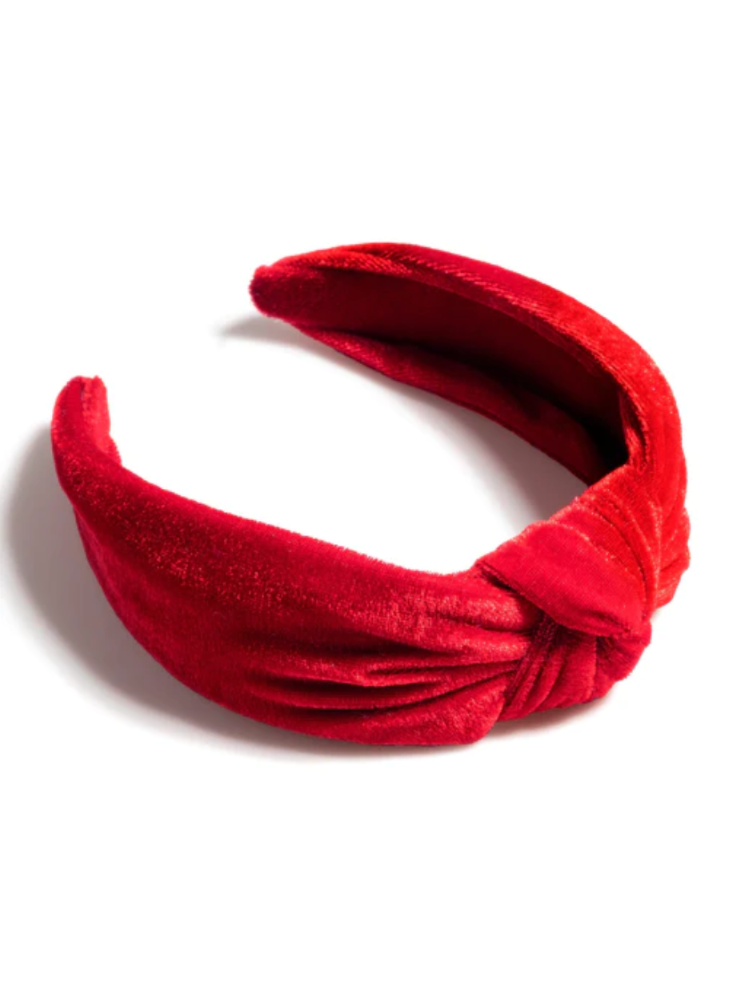 Knotted Velvet Headband - Red