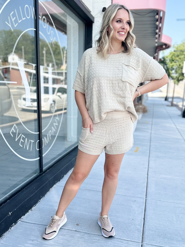 The Emery Sweater Set -Top & Short - Stone