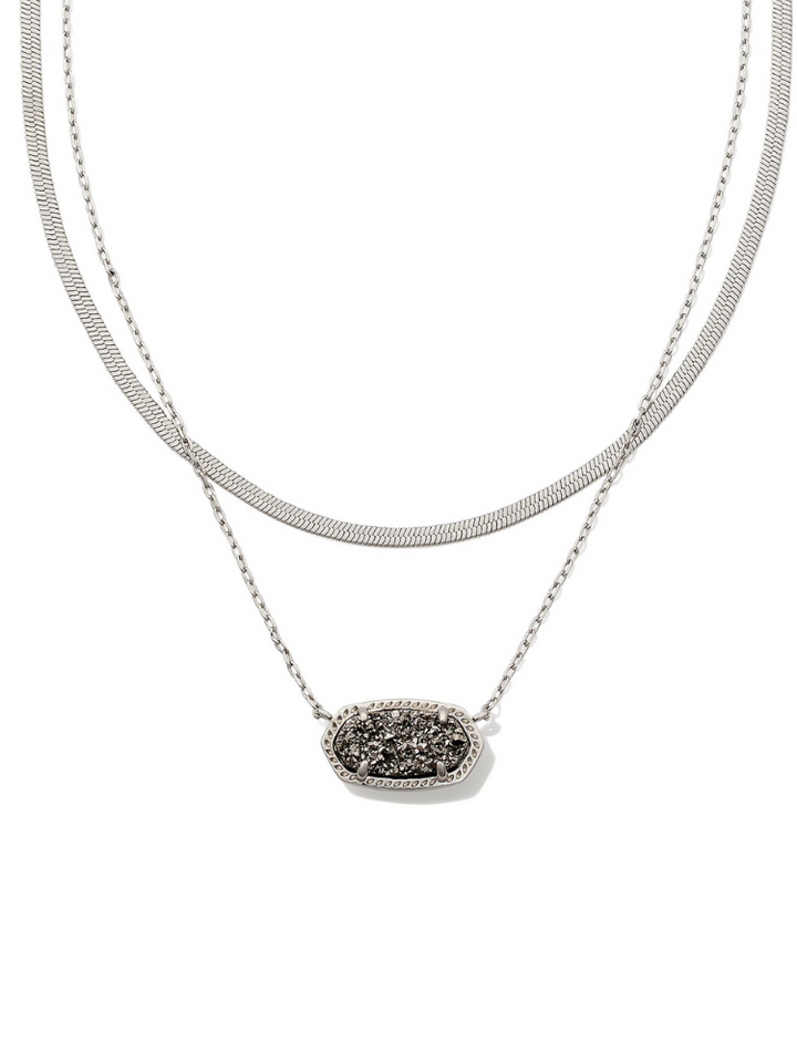 Kendra Scott Elisa Herringbone Multi Strand Necklace - Silver Platinum Drusy