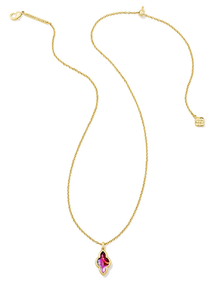 Kendra Scott Framed Abbie Pendant Necklace - Gold & Burgundy Illusion