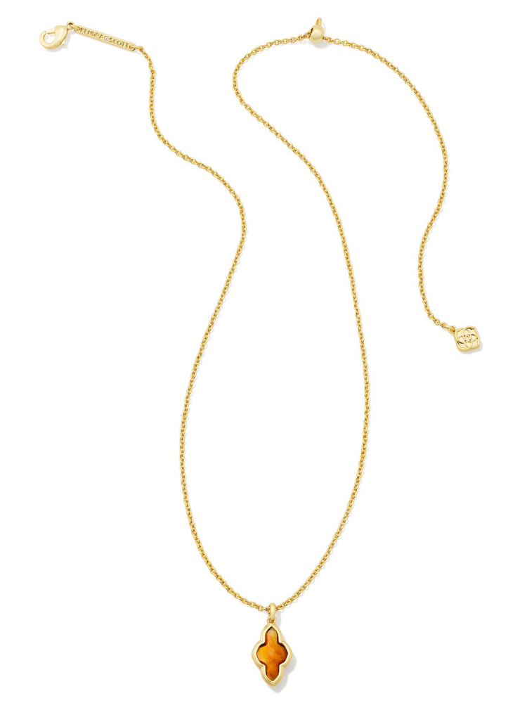 Kendra Scott Framed Abbie Pendant Necklace - Gold & Amber Illusion