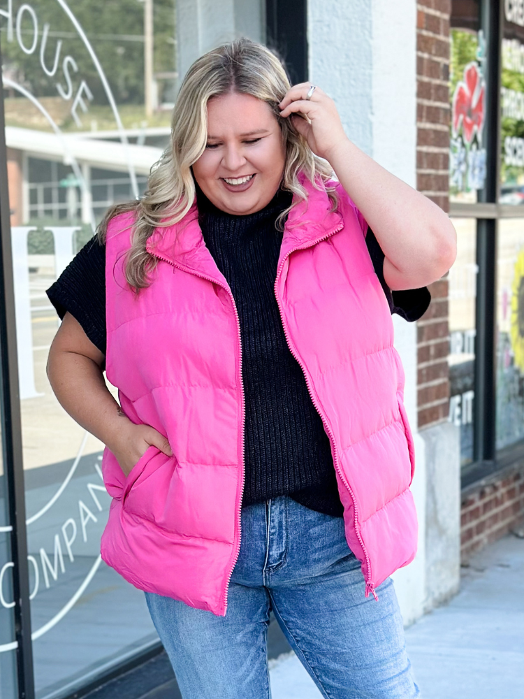 The Pixie Puffer Vest Plus - Pink