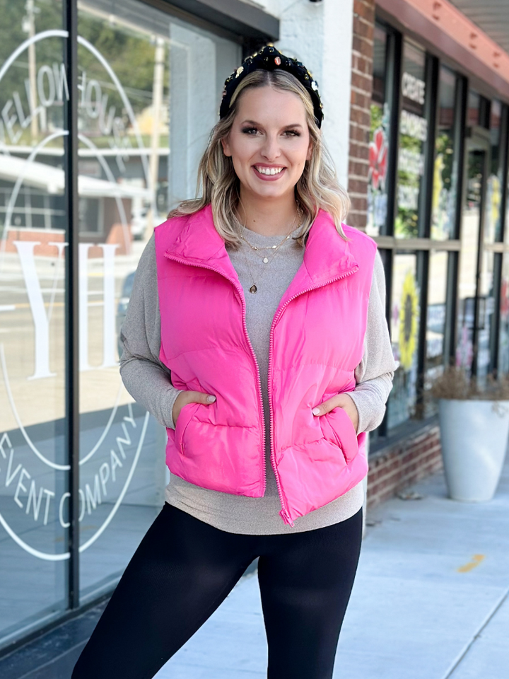 The Pixie Puffer Vest - Pink