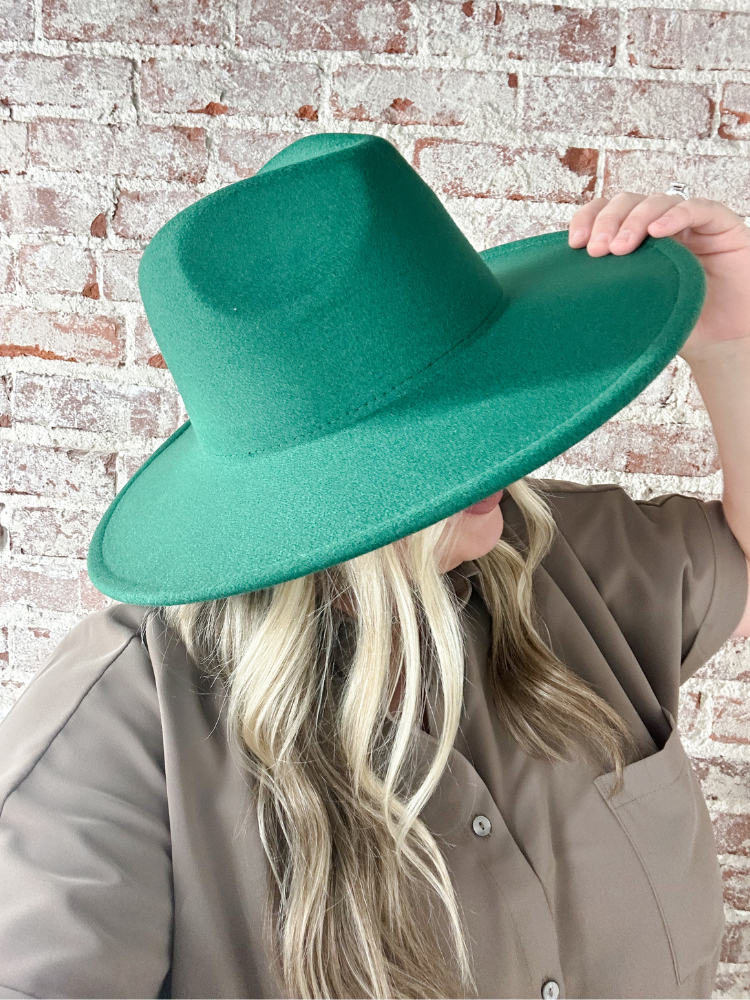 The Dandy Wide Brim Hat- Emerald Green