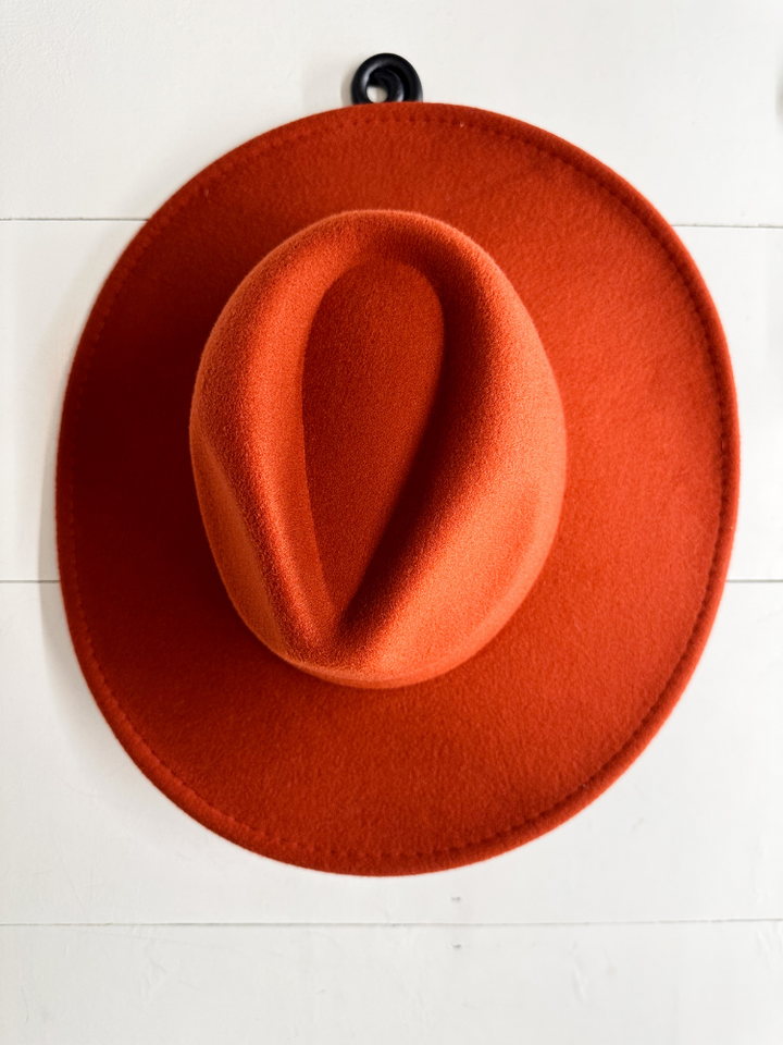 The Dandy Wide Brim Hat- Burnt Orange