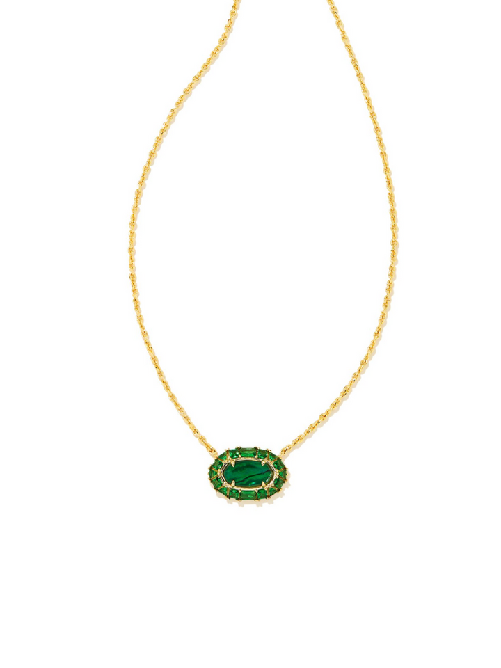 Kendra Scott Elisa Crystal Frame Short Pendant Necklace - Gold & Kelly Green