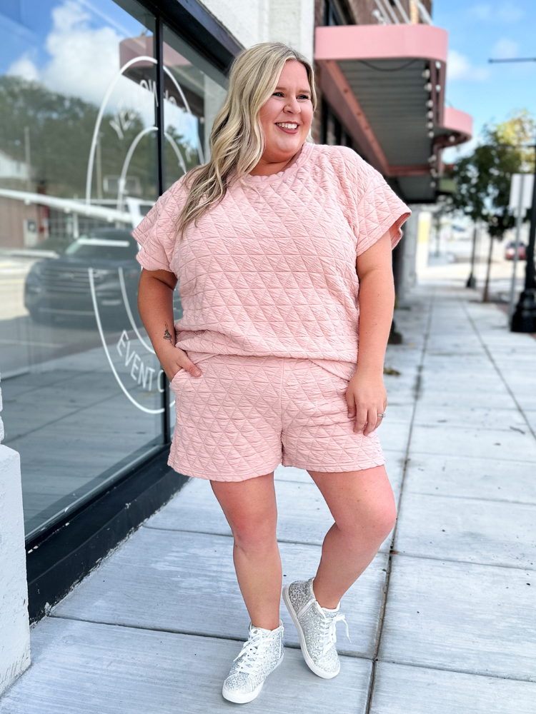The Gracie Quilted Shorts - Blush