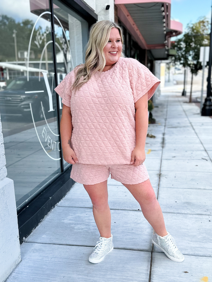 The Gracie Quilted Shorts - Blush