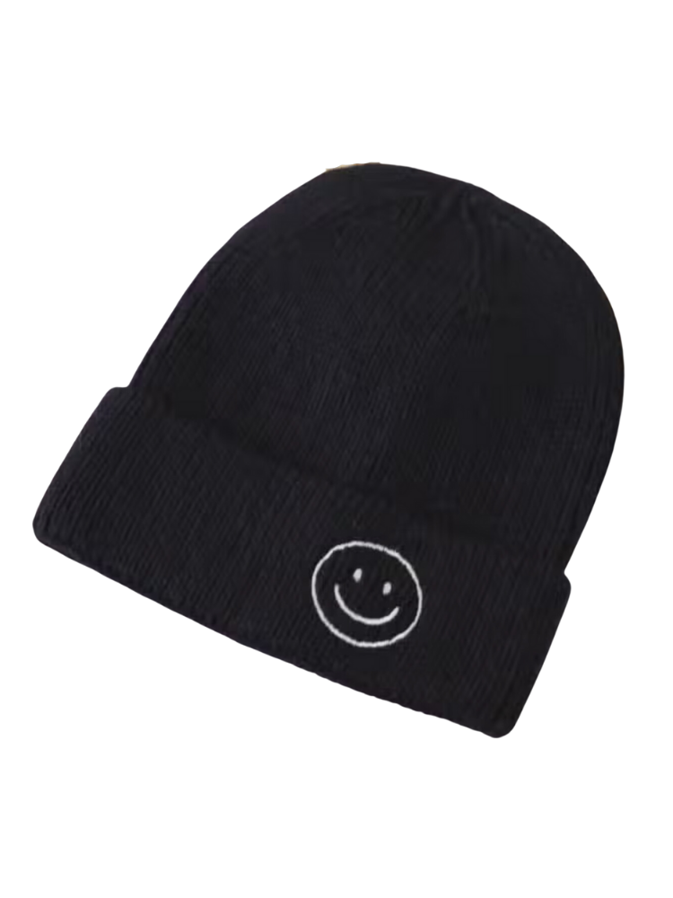 Smiley Baby Kids Warm Knitted Hat - Black