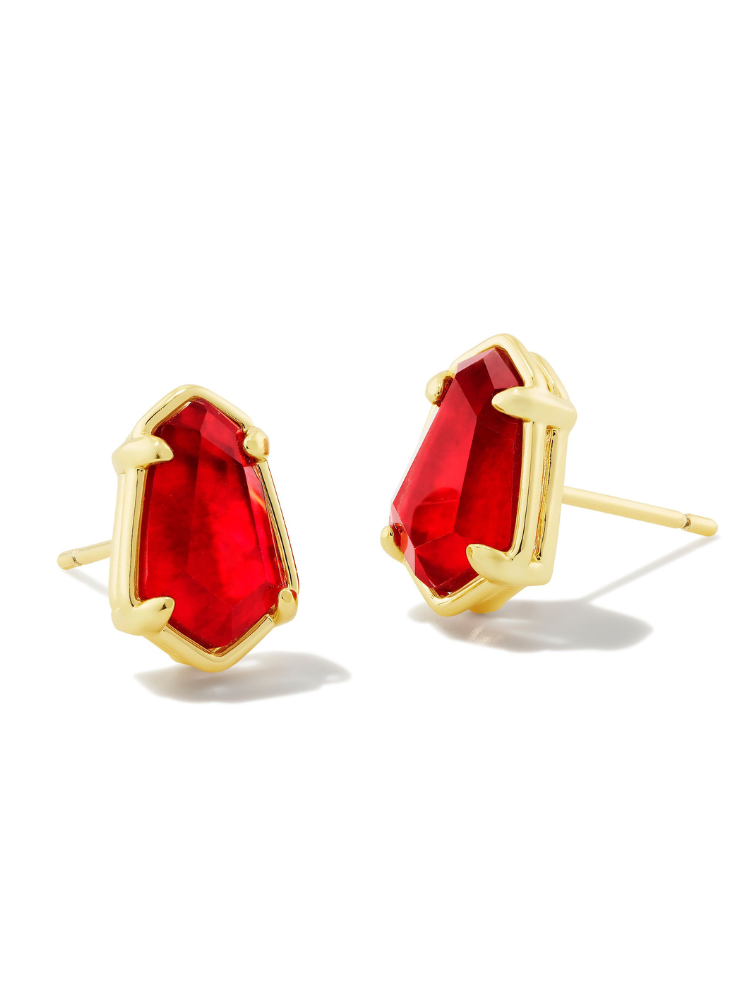 Kendra Scott Alexandria Stud Earrings - Gold & Cranberry