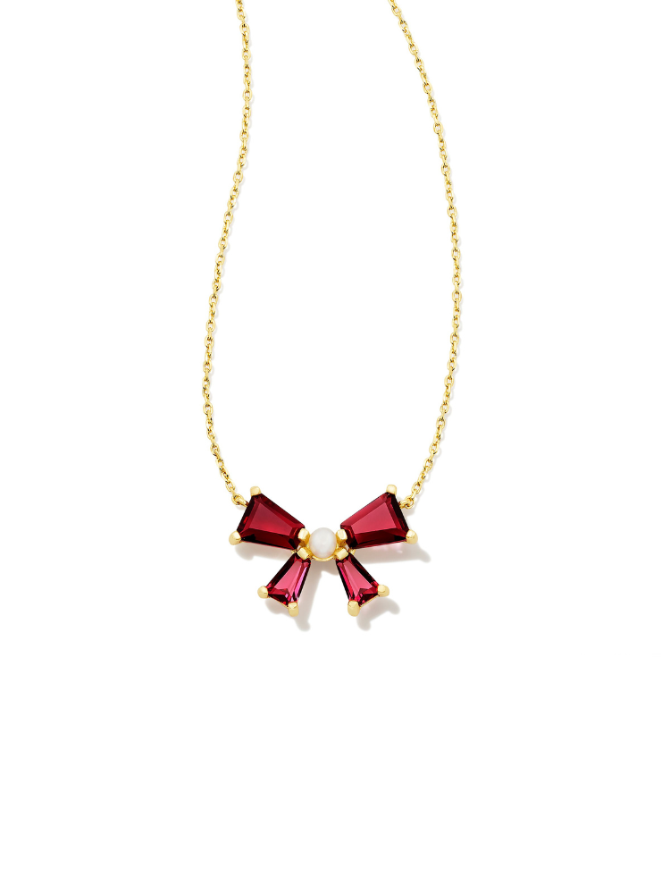 Kendra Scott Blair Bow Necklace - Gold & Red