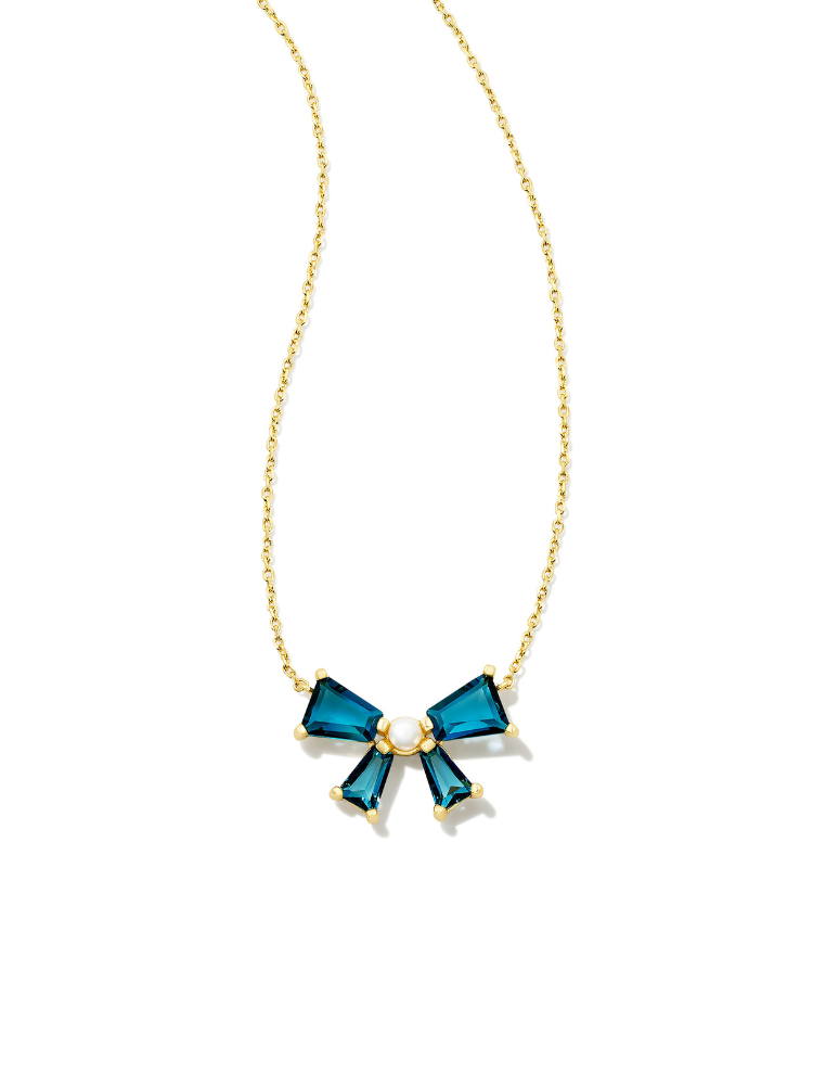 Kendra Scott Blair Bow Necklace - Gold & Teal
