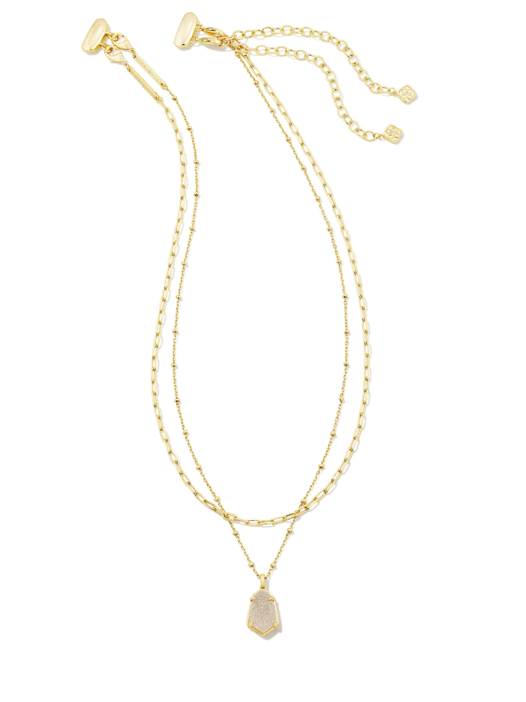 Kendra Scott Alexandria Multi Strand Necklace - Gold & Iridescent Drusy