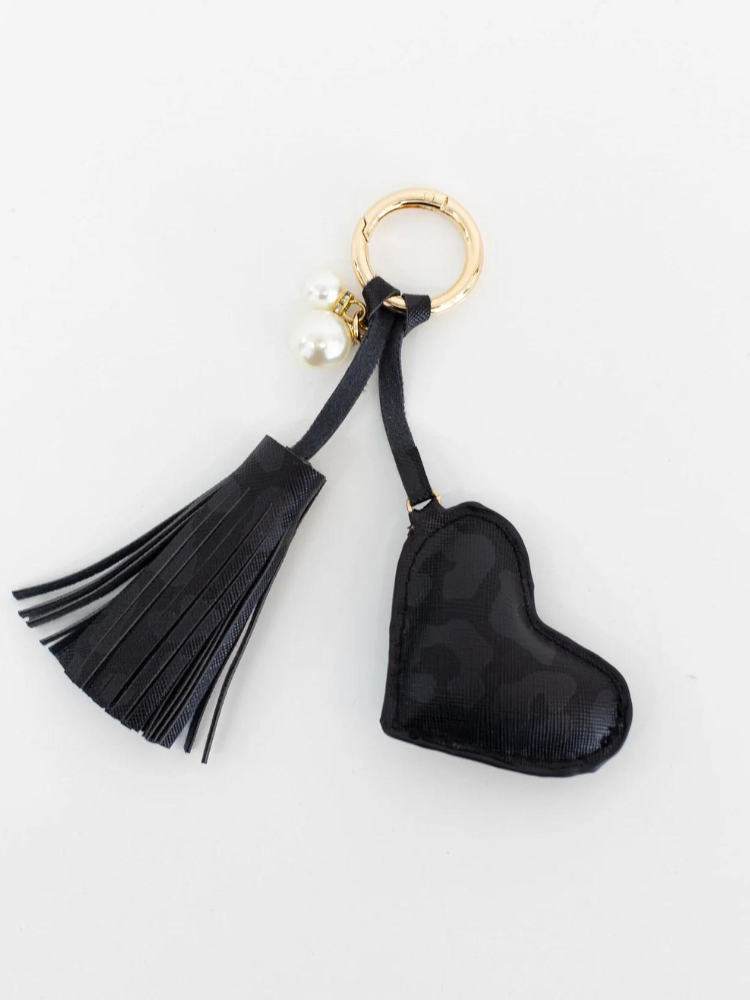 Hollis Dusti Rose Heart Keychain  - Black