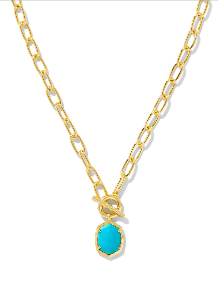 Kendra Scott Daphne Link and Chain Necklace - Gold & Turquoise