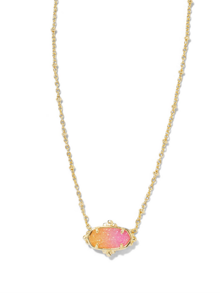 Kendra Scott Elisa Petal Framed Short Pendant Necklace - Gold Sunrise Ombre Drusy