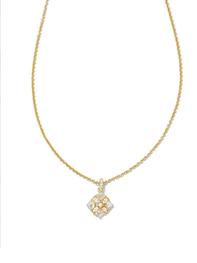 Kendra Scott Dira Crystal Pendant Necklace - Gold & White