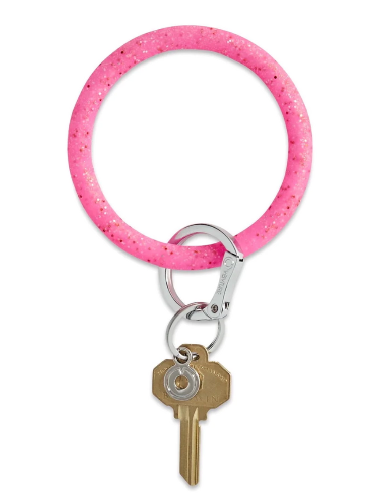 Silicone Big O® Key Ring - Tickled Pink Confetti